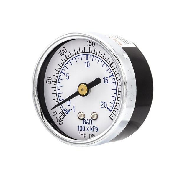 Pic Gauges 2 in Dial, 1/4 in NPT Male Center Back Location, Black Steel Case Material 102D-204CH - main