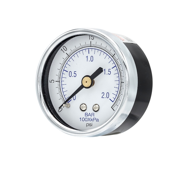 Pic Gauges Air Gauge, 2", 0/30 psi, 1/8" CBM, 2 in Dial, 1/8 in NPT Male Center Back Location 102D-208C - main