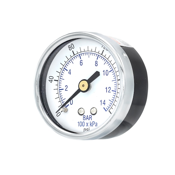 Pic Gauges Air Gauge, 2", 0/200 psi, 1/8" CBM, 2 in Dial, 1/8 in NPT Male Center Back Location 102D-208G - main