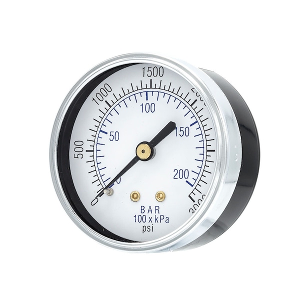 Pic Gauges 2 1/2 in Dial, 1/4 in NPT Male Center Back Location, Black Steel Case Material 102D-254P - main