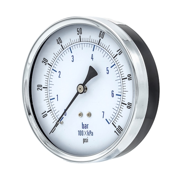 Pic Gauges 4 1/2 in Dial, 1/4 in NPT Male Center Back Location, Black Steel Case Material 102D-454E - main
