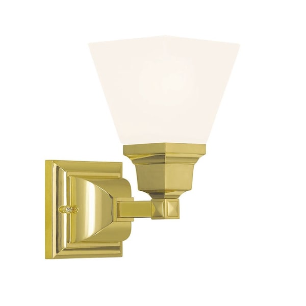 Livex Lighting Mission 1 Light Polished Brass Wall Scon 1031-02 - main