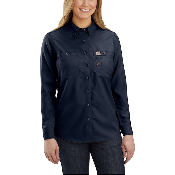 Carhartt Womens FR Force Sun Defender L/S Shirt, 4.7oz FR Twill: (50% Lensing/38% Aramid), Navy, XS 104147-I26 - main