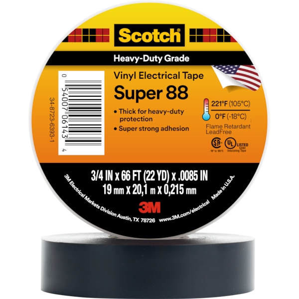 Scotch Electrical Tape, 7 mil, 3/4" x 66 ft., White 27-3/4"X66'