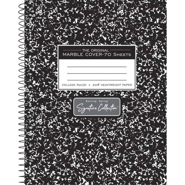 Roaring Spring Case of Signature Black Marble Comp Notebooks, WB Spiral, 70 sht Premium 20 lb Paper, 9.75"x7.5", PK24 10111CS - main