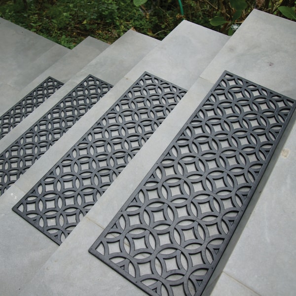 Rubber-Cal 6-Piece Azteca Indoor Outdoor Stair Treads Rubber Step Mats, 9.75 by 29.75-Inch, PK6 10-104-008-6PK - main