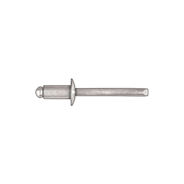 Disco Blind Rivet, Dome Head, 1/4 in Dia., 29/64 in L, Steel Body