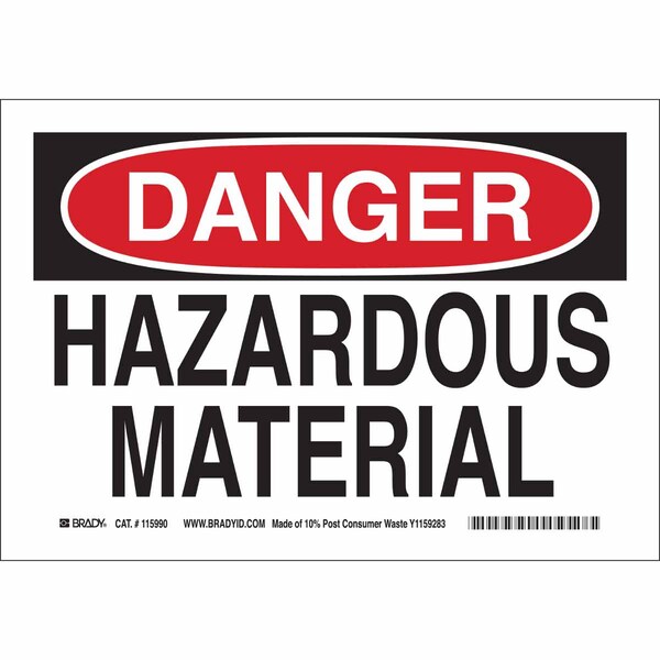 Brady Danger Sign, 7 in H, 10 in W, Plastic, Rectangle, English, 116155 116155 - main