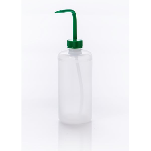 Bel-Art Bel-Art NM 500ml PE Wash Bottles: Green PP Cap, 28mm Closure, 6/pk F11617-0500 - main