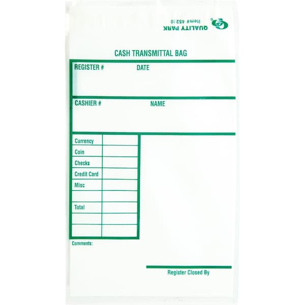 Quality Park Cash Transmittal Bag, Clear, PK100 45220 - main