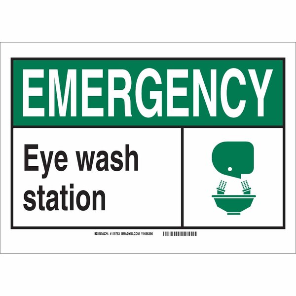 Brady Emergency, Eye Wash Station, 7" W x 5" H, Rectangle, Polyester, 119983 119983 - main