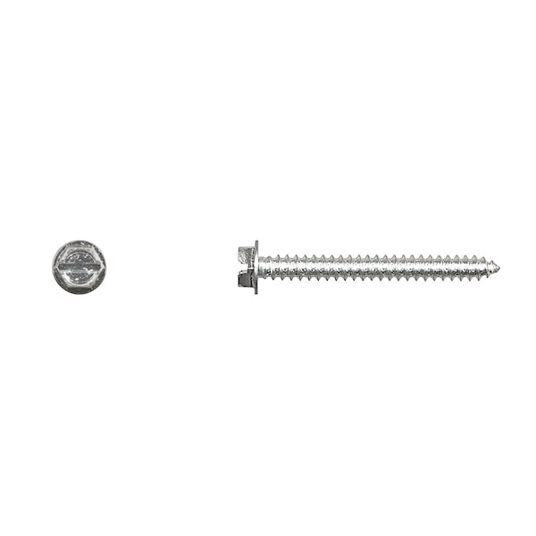 Disco Sheet Metal Screw, #8 x 1-1/2 in, Zinc Plated Flange Hex Head Slotted Drive 12232PK - main