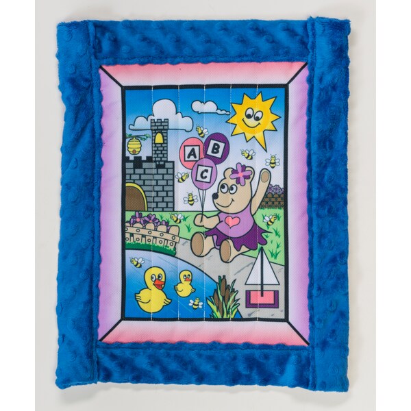 Pearl Baby Quilt Kit, Girl Bear w/ blue minkee 1234-3 - main