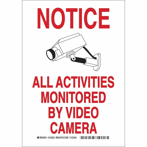 Brady Security Sign, 10 in Height, 7 in Width, Polyester, Rectangle, English 123522 - main