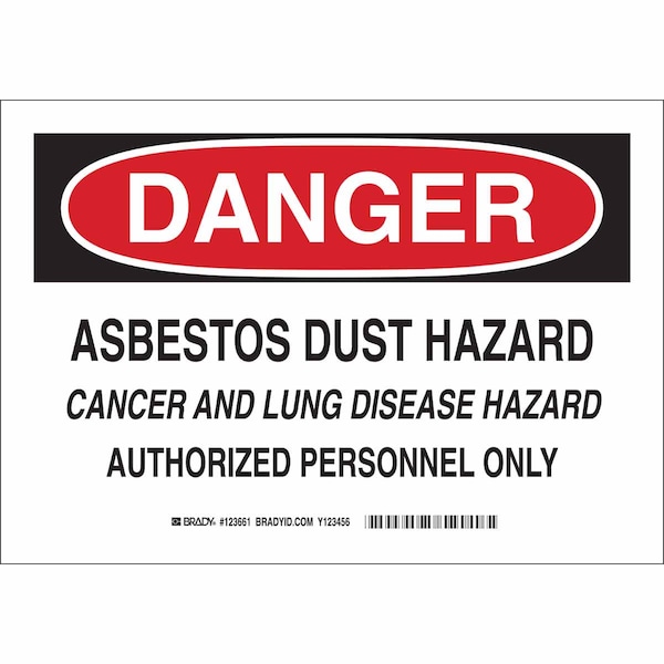 Brady Danger Sign, 7 in H, 10 in W, Rectangle, English, 123659 123659 - main