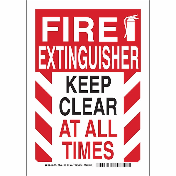 Brady Fire Ext Sign, 10X7", Black and Red/Wt, Width: 7" 123781 - main