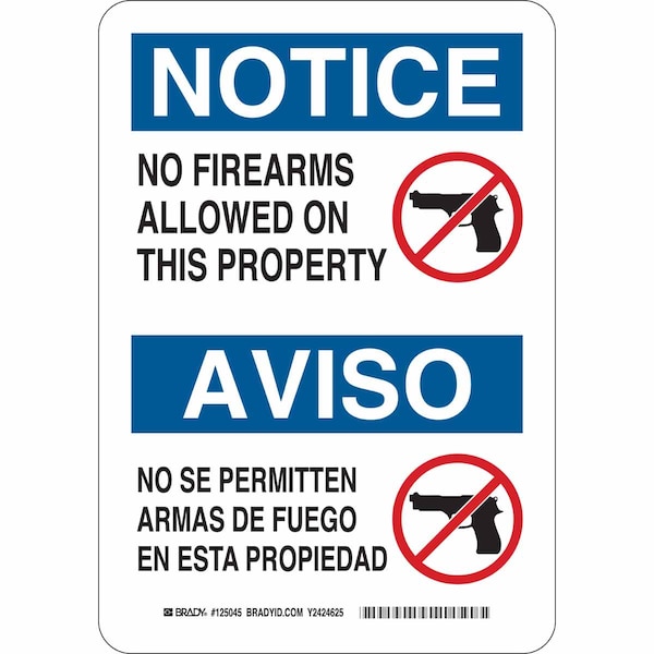 Brady Bilingual Safety Sign, 14 in Height, 10 in Width, Polyester, Rectangle, English, Spanish 125048 - main