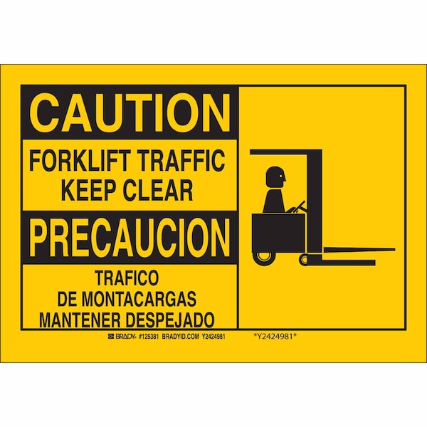 Brady Safety Sign, 7" H, 10" W, Plastic, Rectangle, English, Spanish, 125380 125380 - main