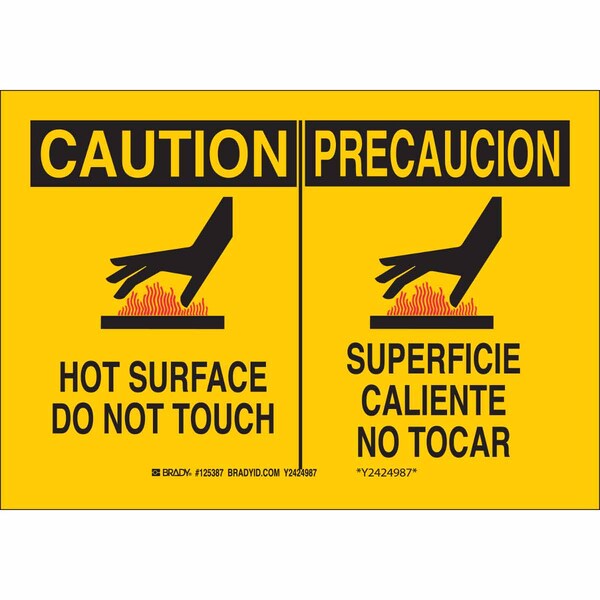 Brady Safety Sign, 7 in H, 10 in W, Aluminum, Rectangle, English, Spanish, 125385 125385 - main