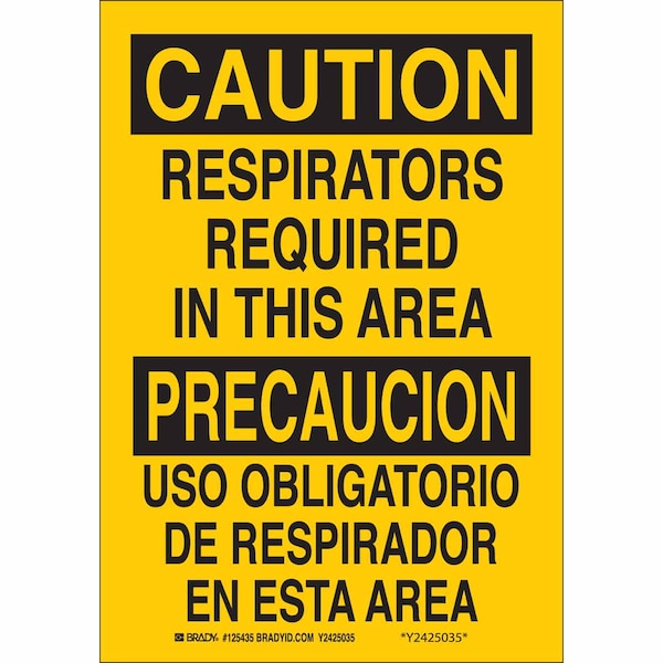 Brady Safety Sign, 14 in Height, 10 in Width, Plastic, Rectangle, English, Spanish 125437 - main