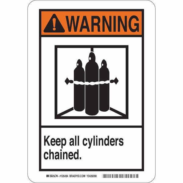 Brady Warning Sign, 10 in H, 7 in W, Plastic, Rectangle, English, 126493 126493 - main