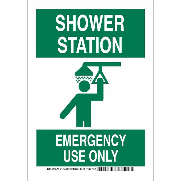 Brady Shower Station, Emergency Use Only, 14 in x 10 in, Rectangle, Polyester, 127385 127385 - main