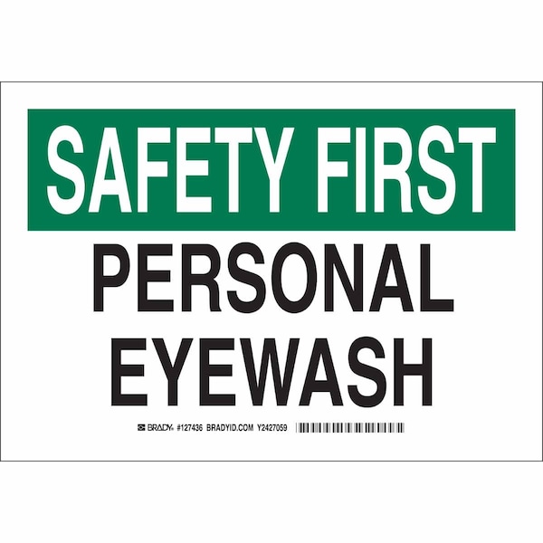 Brady Safety First, Personal Eyewash, 10" W x 7" H, Rectangle, Polyester, 127436 127436 - main
