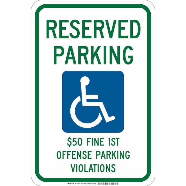 Brady Handicap Parking Sign, 18"H, 12"W, Plastic, 127456 127456 - main