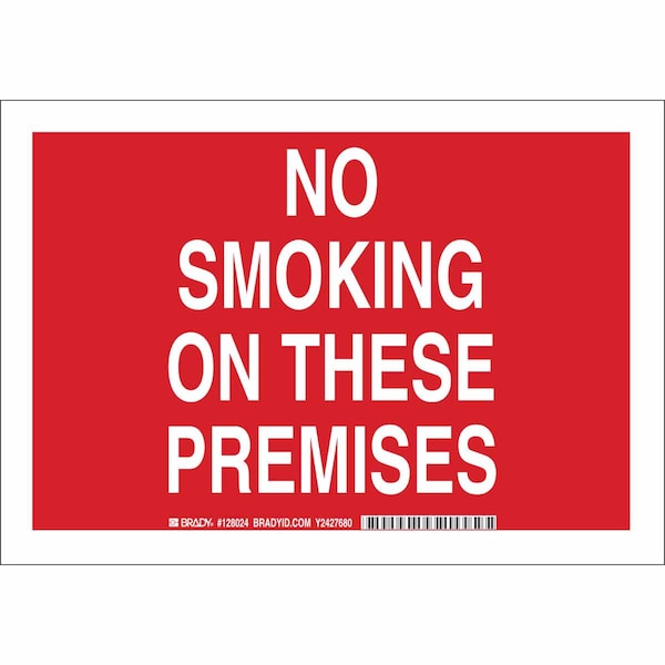 Brady No Smoking Sign, 7" H, 10" W, Rectangle, English, 128022 128022 - main
