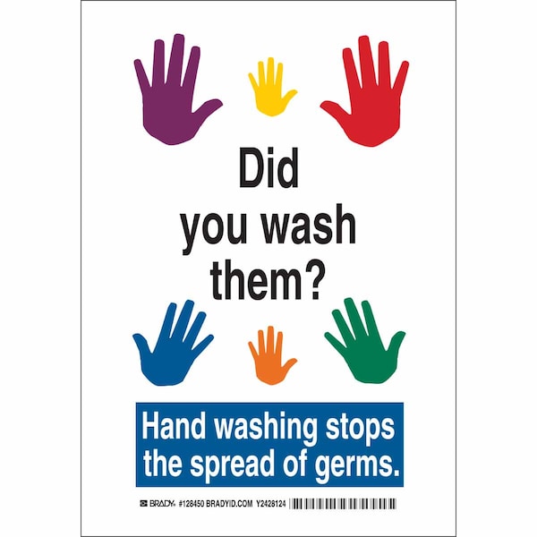 Brady Did You Wash Them?, Hand Washing Stops the Spread of Germs, 14 in x 10 in, Plastic, 128452
