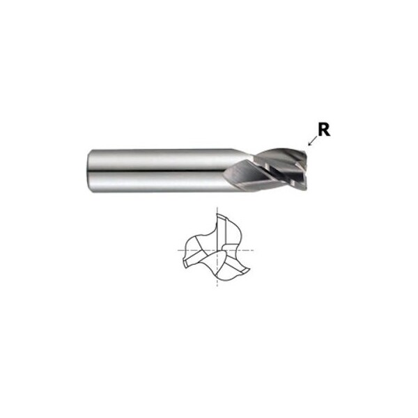 Yg-1 Tool End Mill, 3 Flute TiAlN Corner, 1/4x3/8x2 57573TF - main