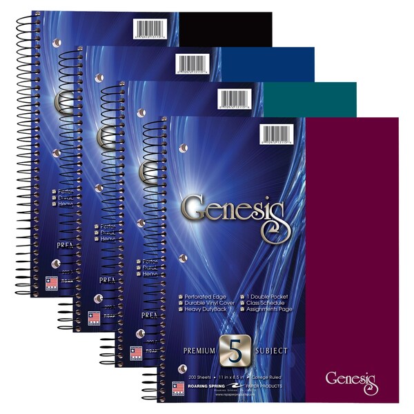 Roaring Spring Genesis Notebook, Five Subject, 1, PK720 13115PL