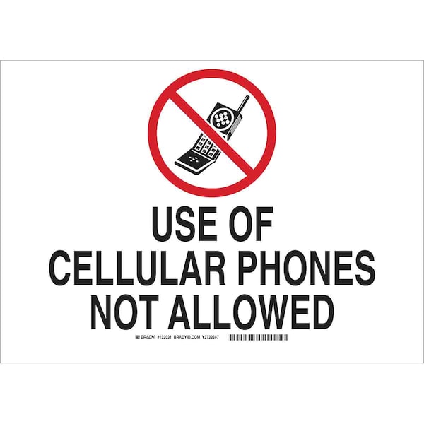 Brady Use of Cellular Phones Not Allowed, 7 in x 10 in, Rectangle, Plastic, 132029 132029 - main
