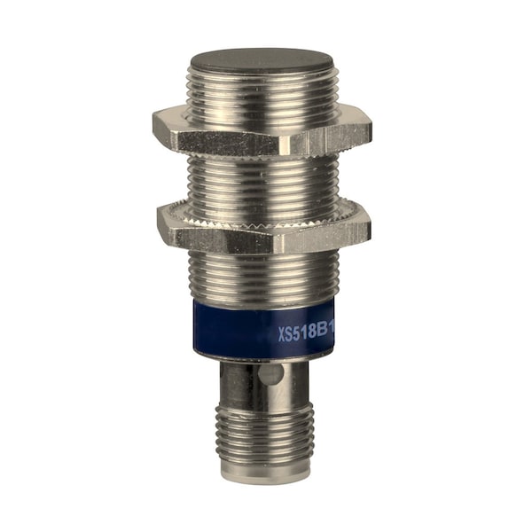 Telemecanique Sensors Cylindrical, Inductive Proximity Sensor, 24 mm Dia., Brass, 1/2 in Connector, 2 Wires, Shielded XS518B1MAU20 - main