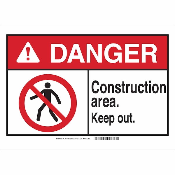 Brady Danger Sign, 7 in Height, 10 in Width, Plastic, Rectangle, English 144608 - main