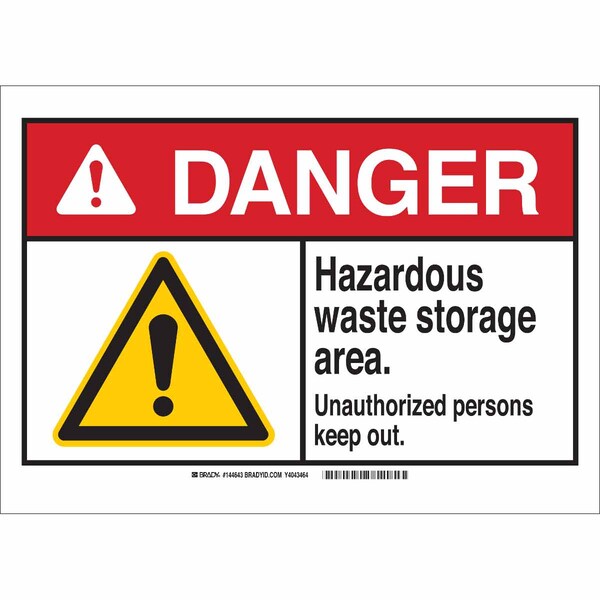 Brady Danger Sign, 10 in H, 14 in W, Plastic, Rectangle, English, 144637 144637 - main