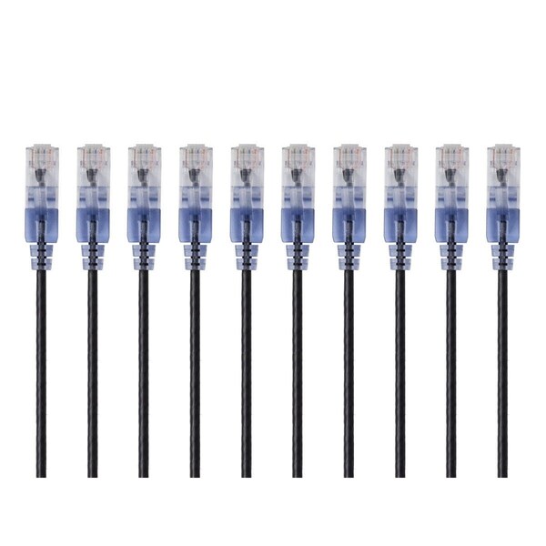 Monoprice Slim Cat6A Cable, PK10, 5 ft.Black 15157 | Zoro