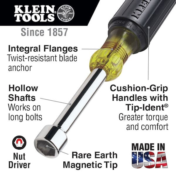 Chinh Ngô Klein Tools Nut Driver Set, Magnetic Nut Drivers, 3-Inch