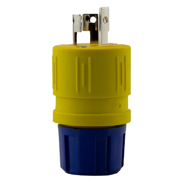 Ericson Locking Plug, L6-15P, 15 A, 250V AC, Single Phase, 2 Pole, Spring Clamp Terminals, Yellow 1522-P - main