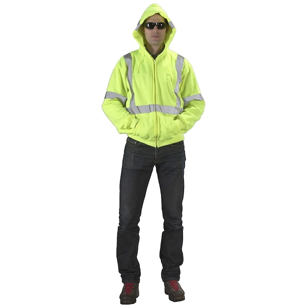 Mutual Industries Cl3 Lime Fleece Hoodie W/ Stripes And Zipper, X-Large 16382-0-4 - main