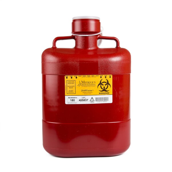 Medegen Medical Products Sharps Container, 10 qt., Bottle, Red, PK12 180 - main