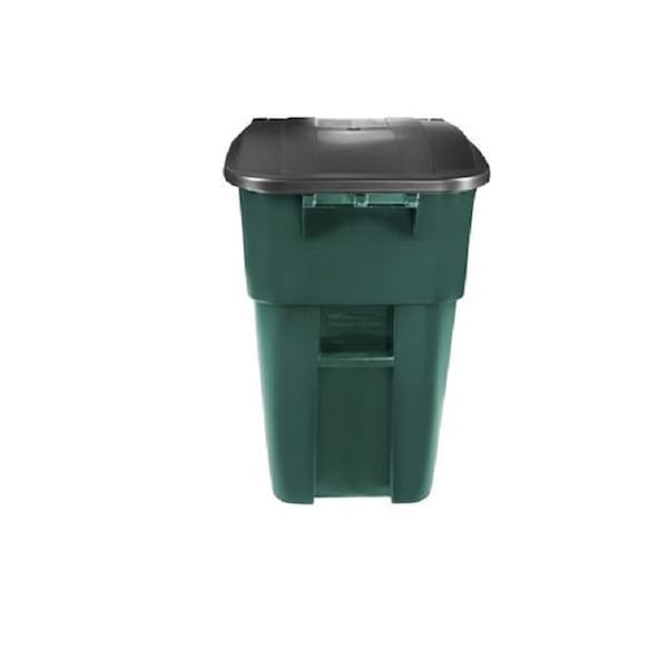 Rubbermaid Commercial BRUTE 50 gal Rectangular Rolling Plastic Can, Green, None, Plastic, 28 1/2 in 1829411 - main