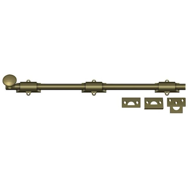 Deltana Surface Bolt, Heavy Duty Antique Brass 18" 18SB5