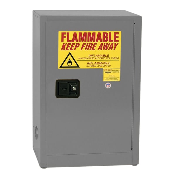 Eagle Mfg Flammable Safety Storage Cabinet, 12 gal, 1 Shelves, Steel, 23 1/4 in W x 35 in H x 18 in D, Gray 1924XGRAY - main