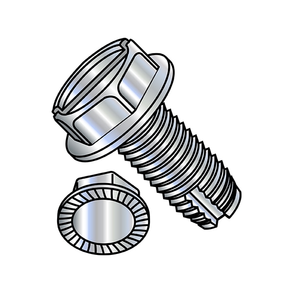 Zoro Select Thread Cutting Screw, 1/4"-20 x 1/2 in, Zinc Plated Steel Hex Head Slotted Drive, 4000 PK 14081SWS - main