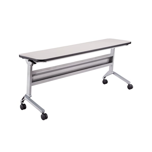 Safco Rectangle Flip-N-Go 18 x 72" Rectangular Training, 72 W, 18 L, 29 H, Laminate Top Top, Folkstone LF1872TSLVFLK4 - main