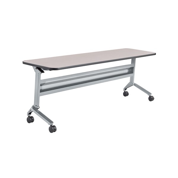 Safco Rectangle Flip-N-Go 24 x 72" Rectangular Training, 72 W, 24 L, 29 H, Laminate Top Top, Folkstone LF2472TSLVFLK4 - main