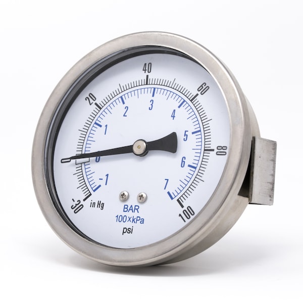 Pic Gauges 3 1/2 in Dial, 1/4 in NPT Male Lower Back Location, Stainless Steel Case Material 203D-354CE - main