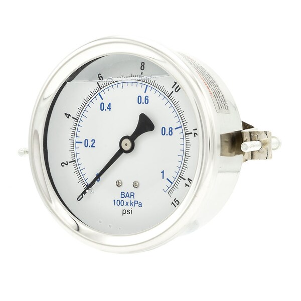 Pic Gauges 4 in Dial, 1/4 in NPT Male Center Back Location, Stainless Steel Case Material 203L-404B - main