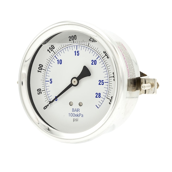 Pic Gauges 4 in Dial, 1/4 in NPT Male Center Back Location, Stainless Steel Case Material 203L-404I - main